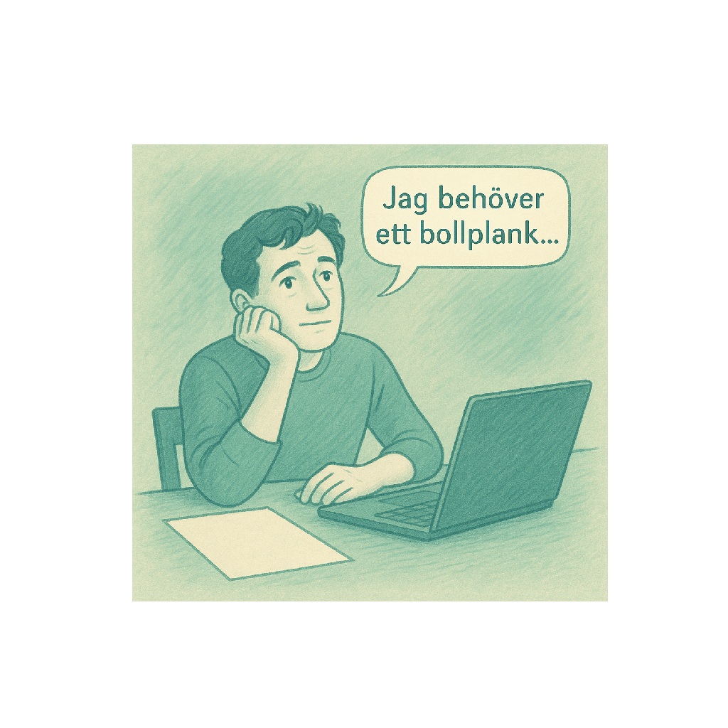 Illustration person med skrivkramp – forskningsfinansiering.se